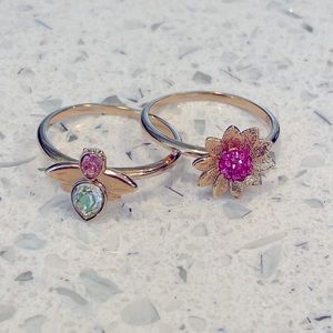 Swarovski flower 🌸 and bee 🐝 ring set